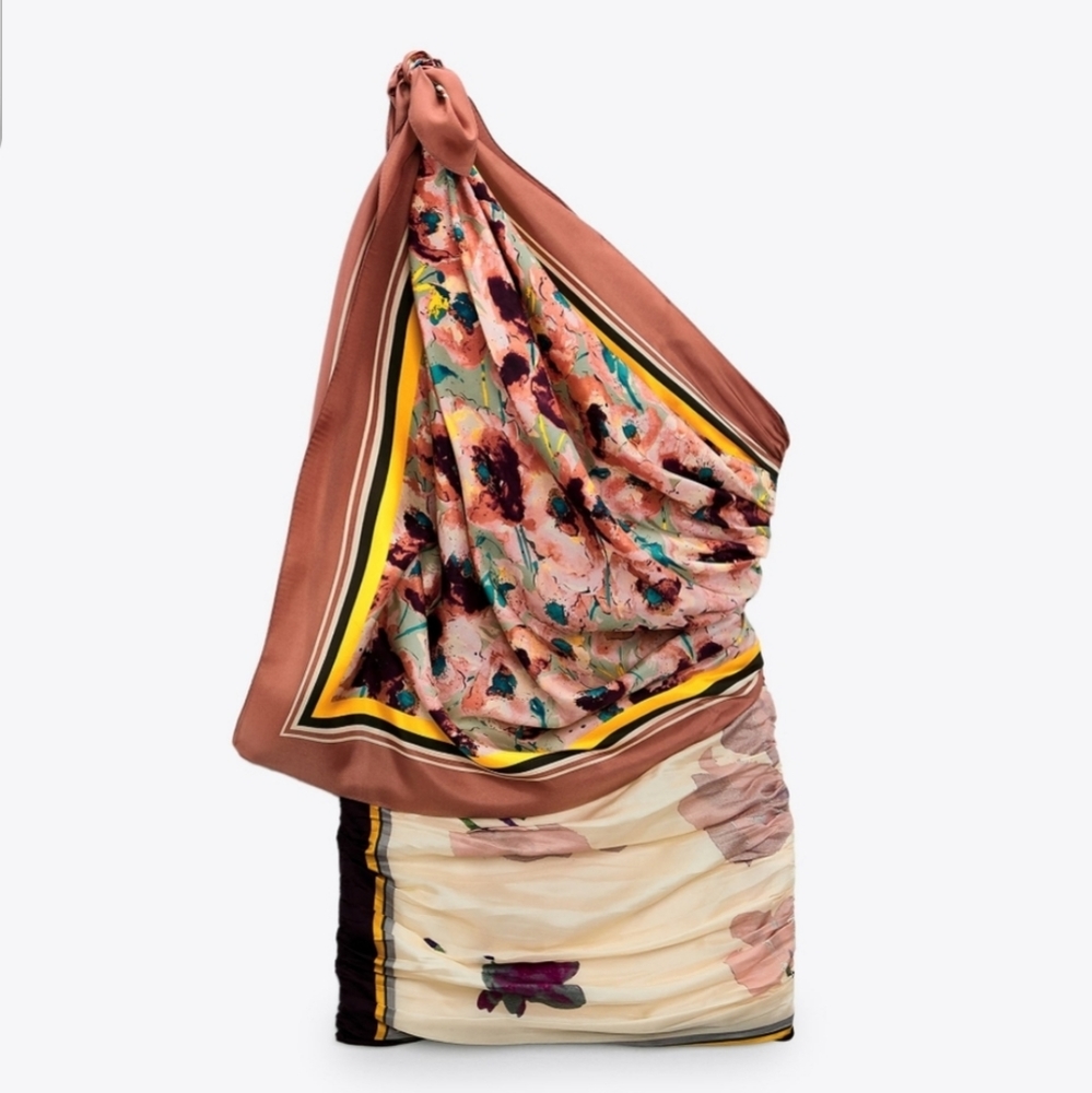 Zara 3-in-1 Limited Edition Printed Silk Hankerchief Dress - Picture 7 of 16